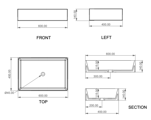 Раковина накладная 60x40 см GSG Ceramic Design Zenith ZELAVFS60000, белый глянцевый