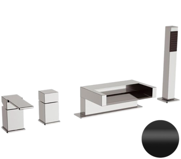 Смеситель для ванны Remer Qubika Cascata QC06NO, черный матовый