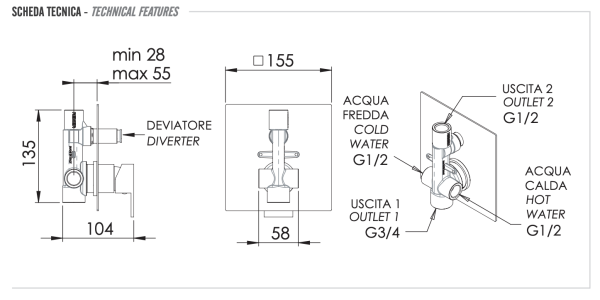 Смеситель для душа Remer Q-Design QD09