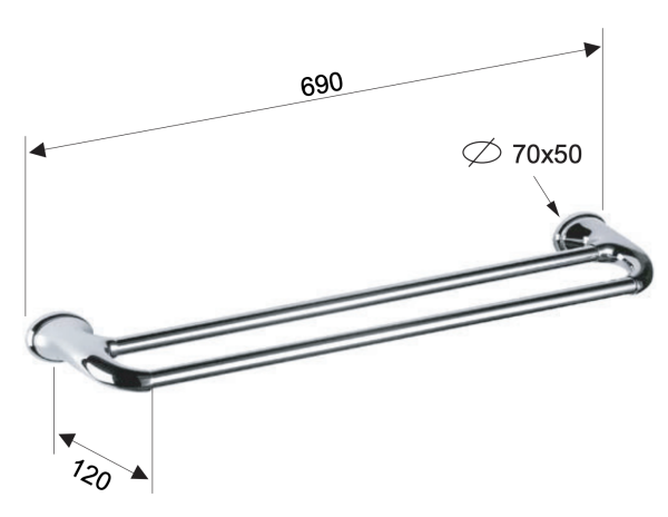 Полотенцедержатель двойной 69 см Remer NV33CR