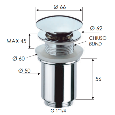 Донный клапан без перелива 1”1/4 Remer 904CC114BR бронза масляная