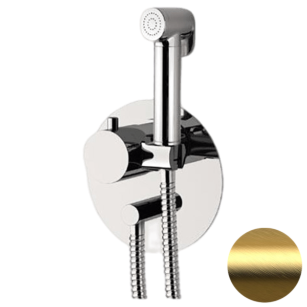 Гигиенический душ с термостатическим смесителем Daniel Suvi Thermo ST206424DCDP, золото брашированное