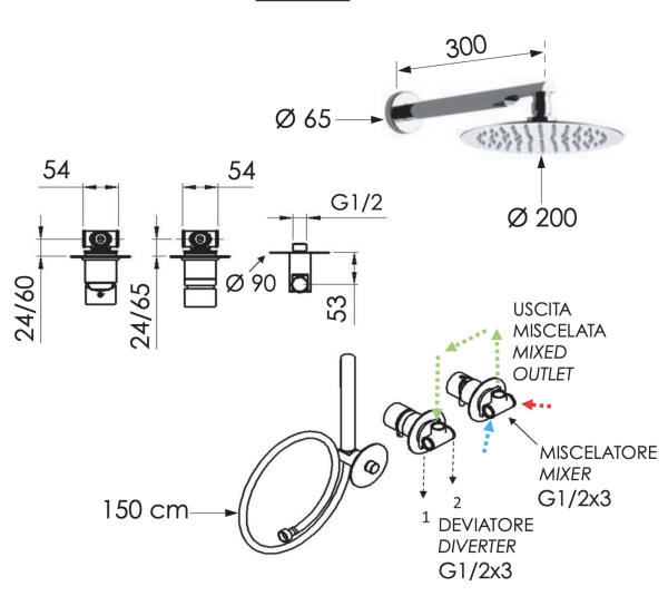 Душевая система Remer X Style X96S02NO, черный матовый