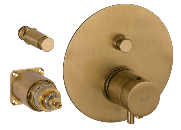 Смеситель термостатический для душа Remer Elegance NT09KBVO, состаренная латунь