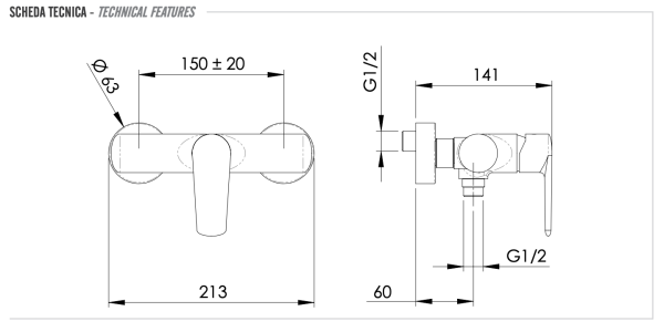 Смеситель для душа Remer Vanity V33