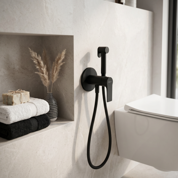 Гигиенический душ со смесителем Mariani Kali B14185KLW, черный матовый