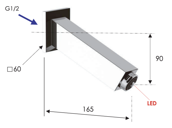 Излив настенный 16 см с подсветкой Remer 91QR
