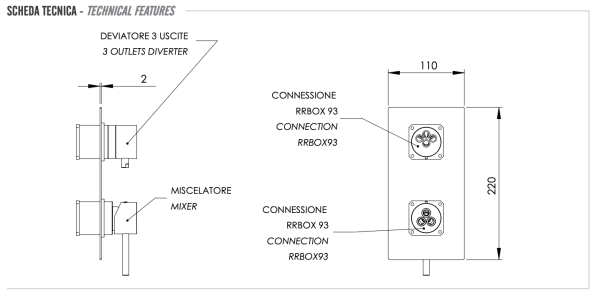 Смеситель для душа Remer X Style X93QKBBG, золото брашированное