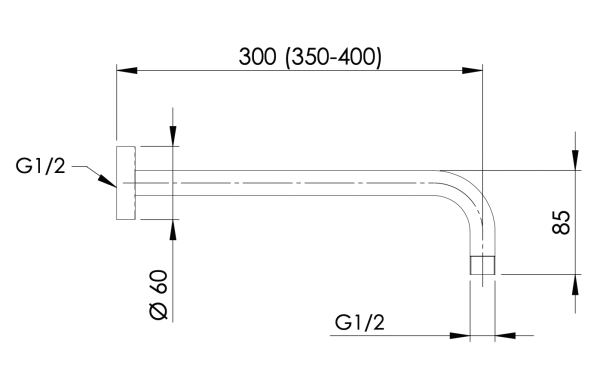 Кронштейн для верхнего душа 40 см Remer 343L40CFP, черный брашированный хром