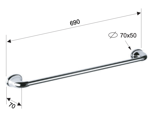 Полотенцедержатель 69 см Remer 900 NV30CR