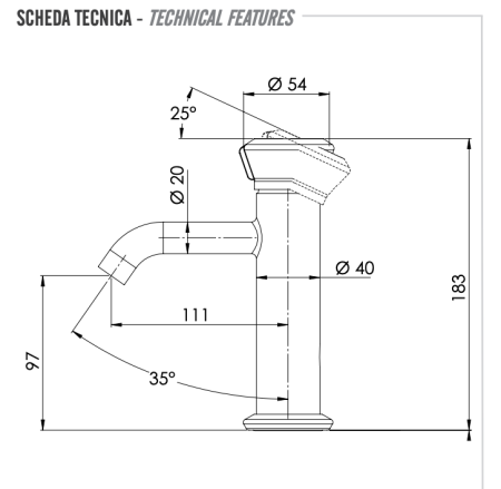 Смеситель для раковины Remer Element ET12XV, сталь