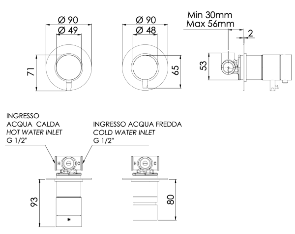 Смеситель термостатический для душа Daniel Tokyo TXT62515, чёрный матовый