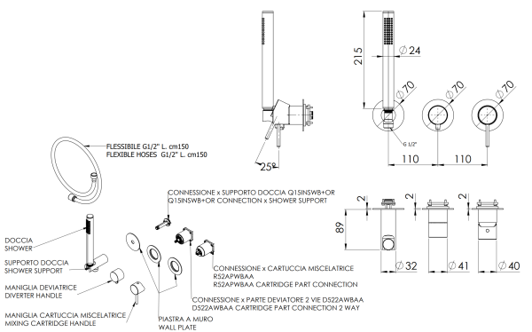 Смеситель для душа Remer X Style X97D2PWB