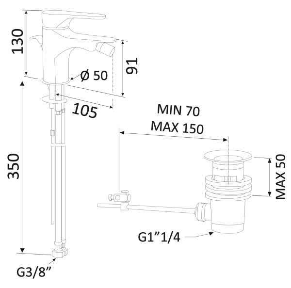Смеситель для биде Mariani Surf А00493SF