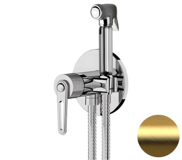 Гигиенический душ со смесителем Daniel Brooklyn BY645DCZDP, золото брашированное