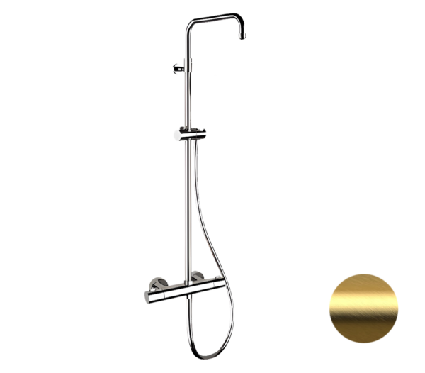 Душевая система термостатическая Remer Elegance EQ32ASSDBG, золото брашированное