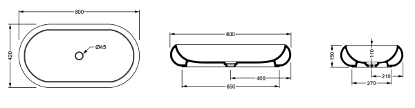 Раковина накладная 80x42 см GSG Ceramic Design Petra PELAV80032, Cipria Matt