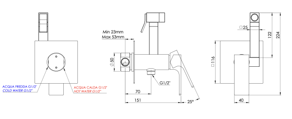 Гигиенический душ со смесителем Mariani Rebel B37185RE, белый матовый