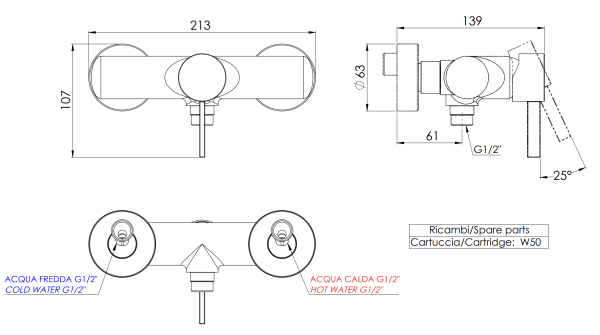Смеситель для душа Remer Metrica MC33