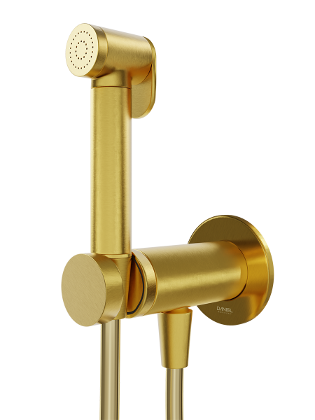 Гигиенический душ со смесителем Daniel Tokyo TX647P4DCDP, золото брашированное
