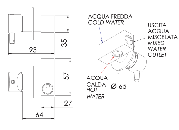 Смеситель для гигиенического душа Remer Minimal N63NO, черный матовый