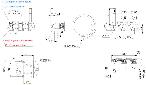 Смеситель для душа Remer X Style X97D3PXV, сталь