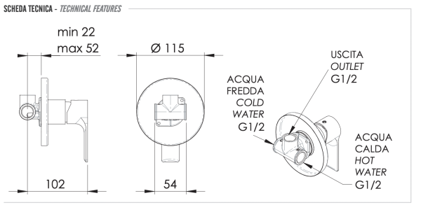 Смеситель для душа Remer Energy EY30NO, черный матовый