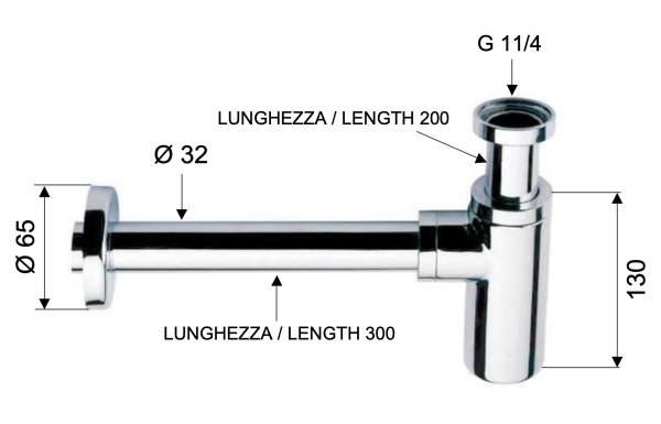 Сифон 1”1/4 Daniel A750114DP, золото брашированное