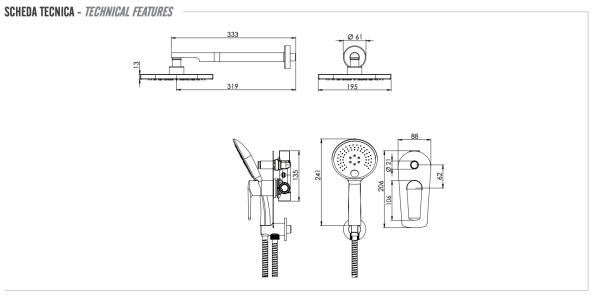 Комплект: Душевая система Remer Vanity V09S02