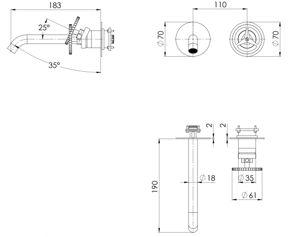 Смеситель для раковины Remer Chrono CH15PLWBCFP, черный брашированный хром
