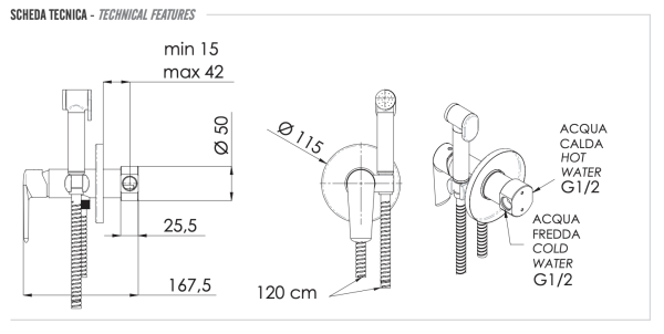 Гигиенический душ со смесителем Remer Vanity V65W