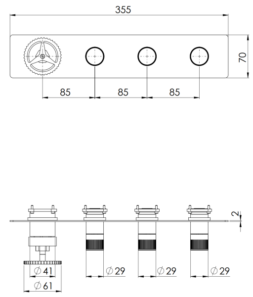 Смеситель для душа Remer Chrono CH98D3WBCFP, черный брашированный хром