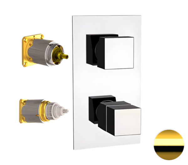 Смеситель термостатический для душа Remer Q-Elegance QT92KBDO, золото глянцевое
