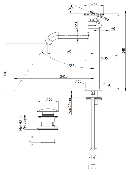 Смеситель для раковины Remer Chrono CH10ACC