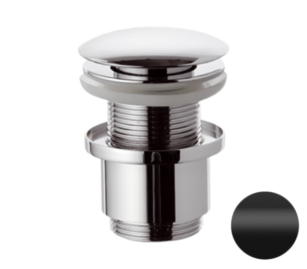 Донный клапан без перелива 1”1/4 Remer 904CC2114NO, черный матовый