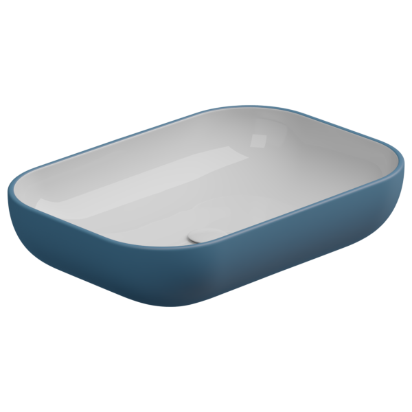 Раковина накладная биколор 60x42 см GSG Ceramic Design Easy EALAVRE60BI000/027, White/Denim Matt