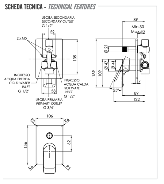 Смеситель для душа Remer Infinity I09HG