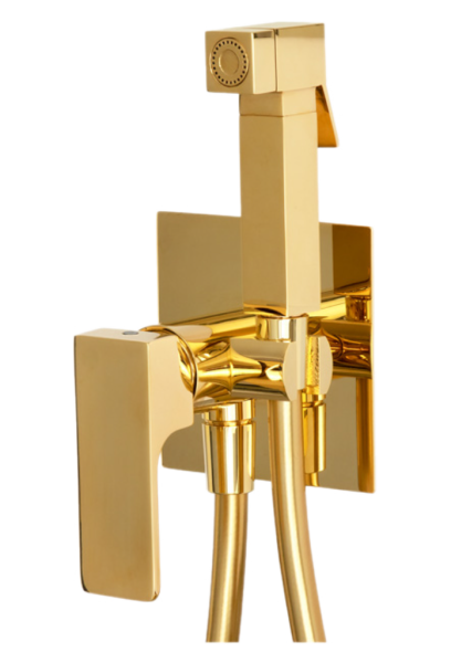 Гигиенический душ со смесителем Remer Absolute AU65DO, золото глянцевое