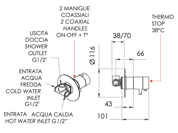 Смеситель термостатический для душа Remer Elegance NT30BO, белый матовый