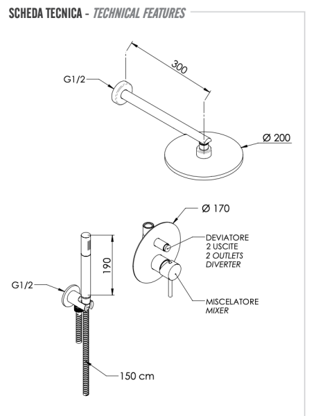 Душевая система Remer X Style X09S02OCFP, черный брашированный хром
