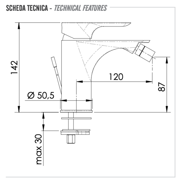 Смеситель для биде Remer Infinity I20XV, сталь
