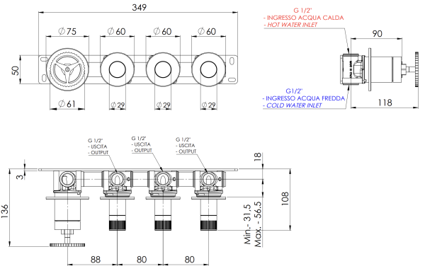 Смеситель для душа Remer Chrono CH98D3P