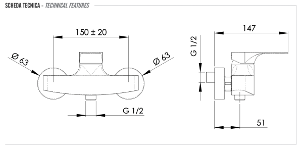 Смеситель для душа Remer Class Line L31