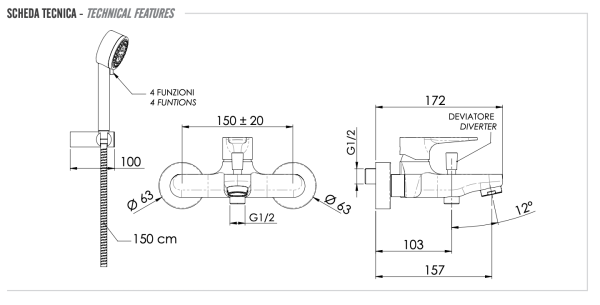 Смеситель для ванны Remer Winner W02