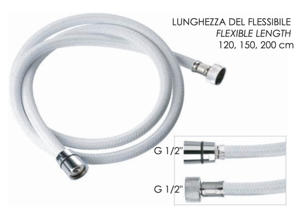 Шланг для душа ПВХ 150 см Remer 332CNNB150, белый