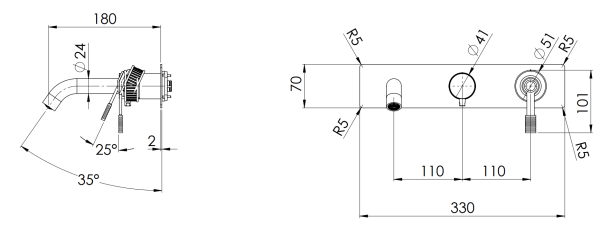 Смеситель для ванны Remer Atelier AL54D2WBBR, бронза масляная