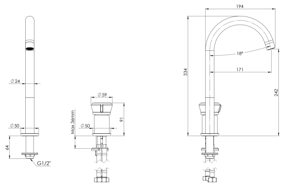 Смеситель для раковины Remer Element ET57LRP, медь брашированная