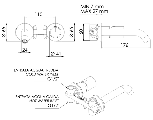 Смеситель для раковины Daniel Trilogy TG632PDP, золото брашированное