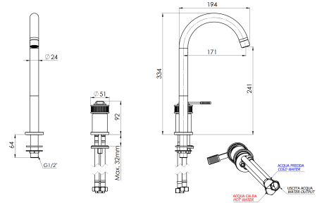 Смеситель для раковины Remer Atelier AL57LXV, сталь