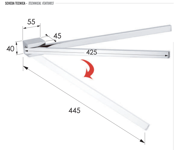 Полотенцедержатель двойной поворотный 45 см Remer Flat FT36CR